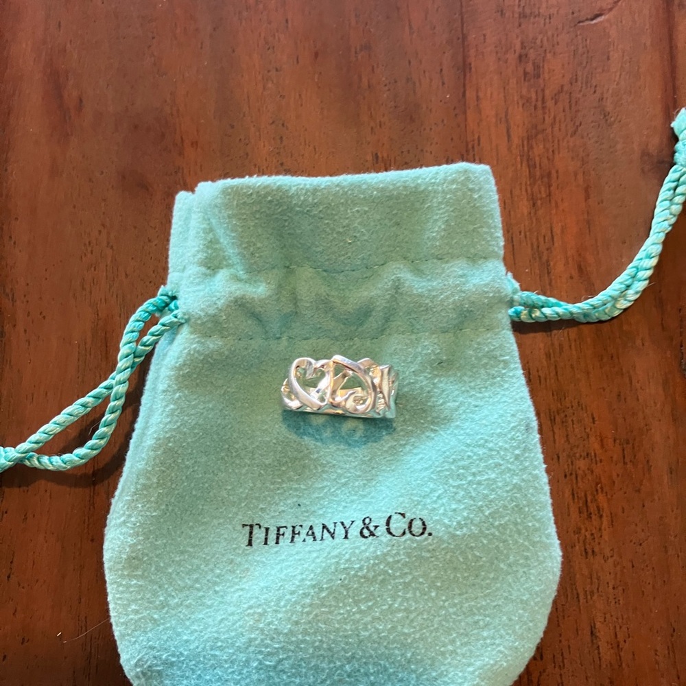 Tiffany & Co. Silver Open Heart Band Ring - Picture 2 of 6